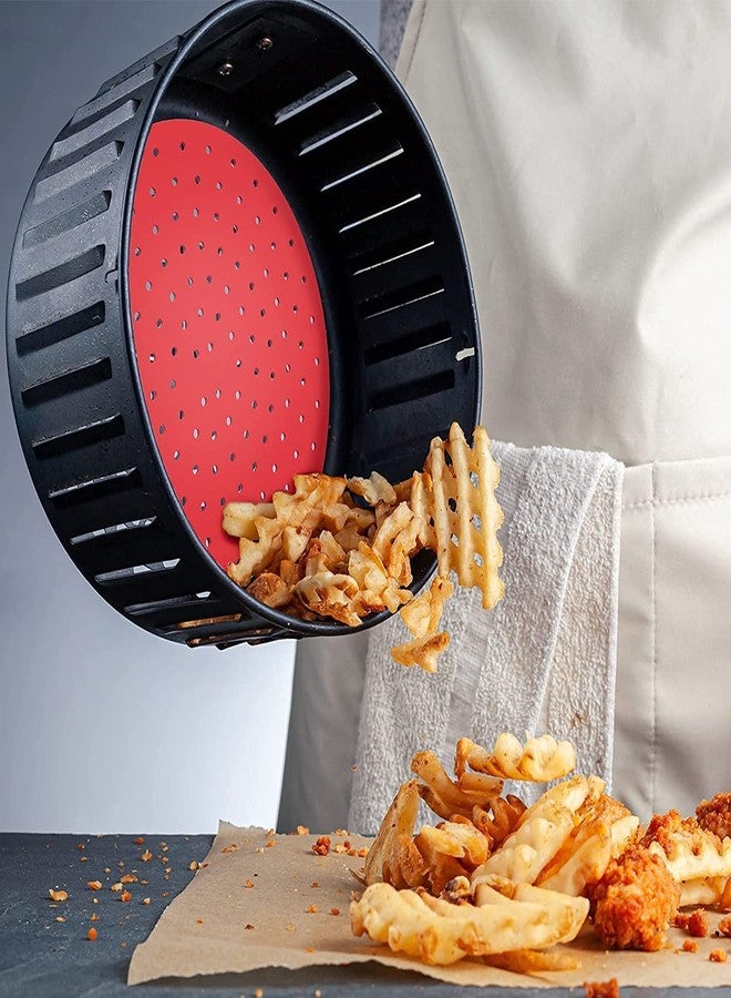 ZOXAR Air Fryer Silicone Liners Round Reusable Silicone Air Fryer Mats, Non-Stick for Air Fryer Basket Replace Parchment Easy Clean Porous (Multi Color) (02 PCS Round Silicone Liners Sheet) - Image 5